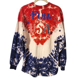 Disney Spirit Jersey Tye-Dye Patriotic Epcot USA Mickey Fun in the USA | Size S